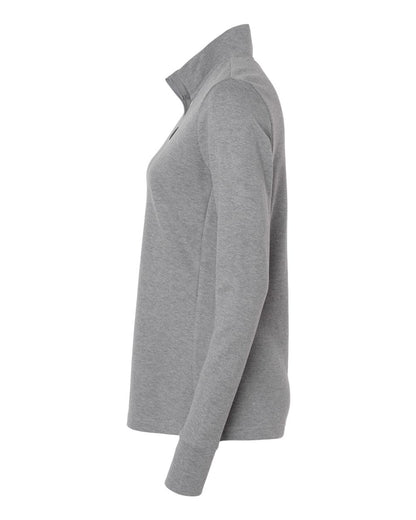 Adidas A555 Women's 3-Stripes Quarter-Zip Sweater #color_Grey Three Melange