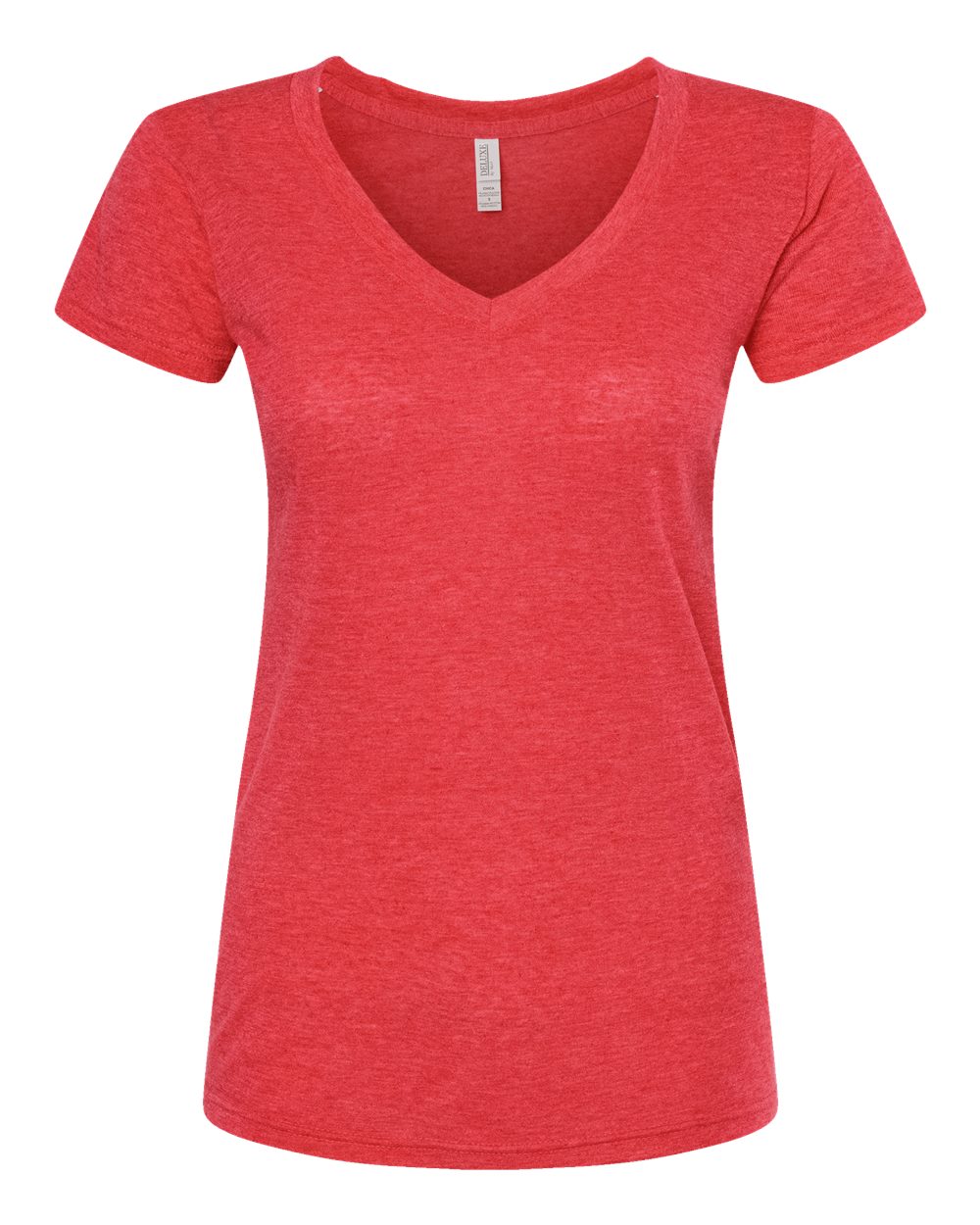 M&O Women's Deluxe Blend V-Neck T-Shirt 3542 #color_Heather Red