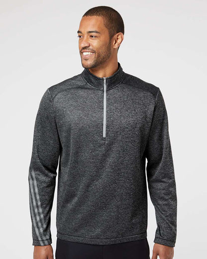 Adidas A284 Brushed Terry Heathered Quarter-Zip Pullover #colormdl_Black Heather/ Mid Grey