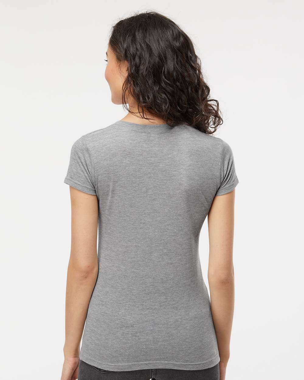 M&O Women's Deluxe Blend V-Neck T-Shirt 3542 #colormdl_Heather Grey