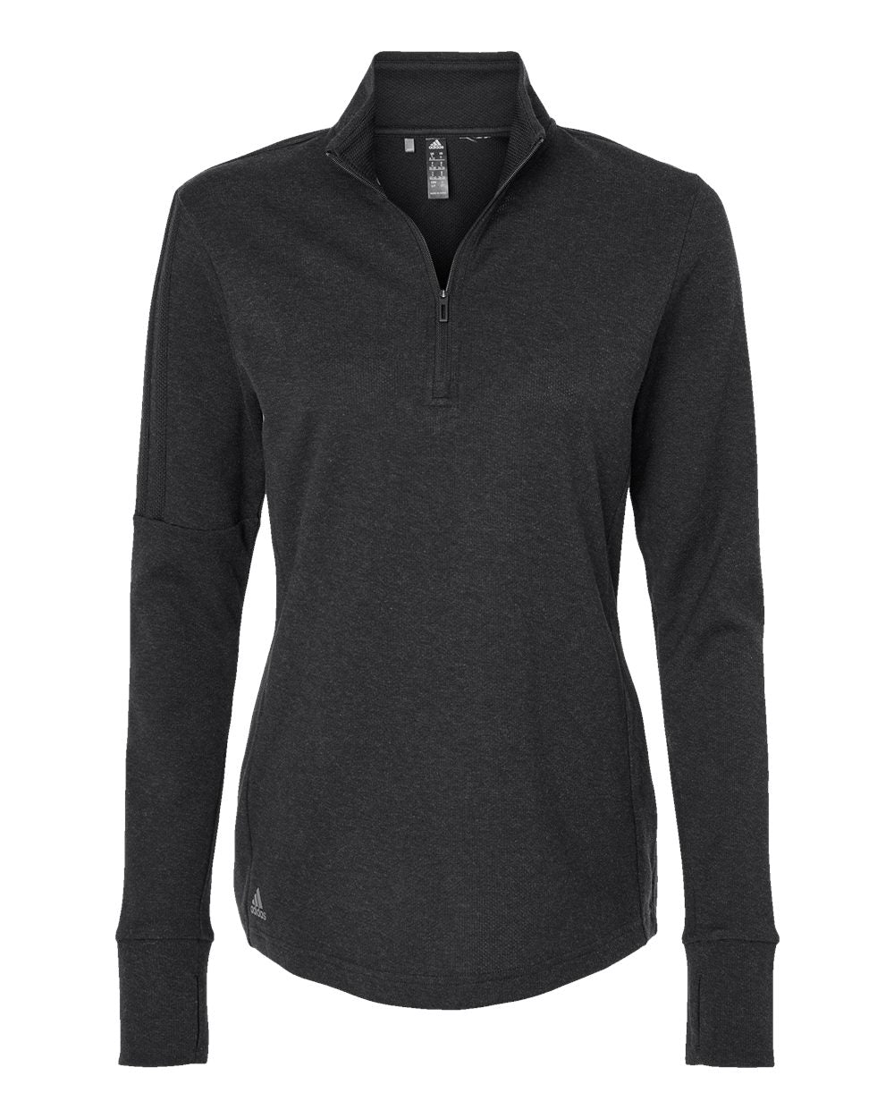 Adidas A555 Women's 3-Stripes Quarter-Zip Sweater #color_Black Melange