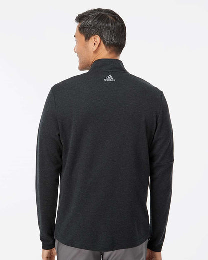 Adidas A554 3-Stripes Quarter-Zip Sweater #colormdl_Black Melange