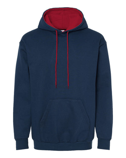 King Fashion Two-Tone Hooded Sweatshirt KF9041 #color_Navy/ Red