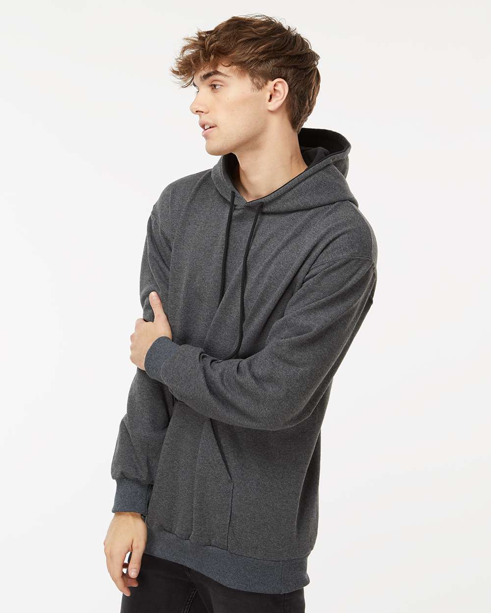 King Fashion Two-Tone Hooded Sweatshirt KF9041 #colormdl_Charcoal/ Black