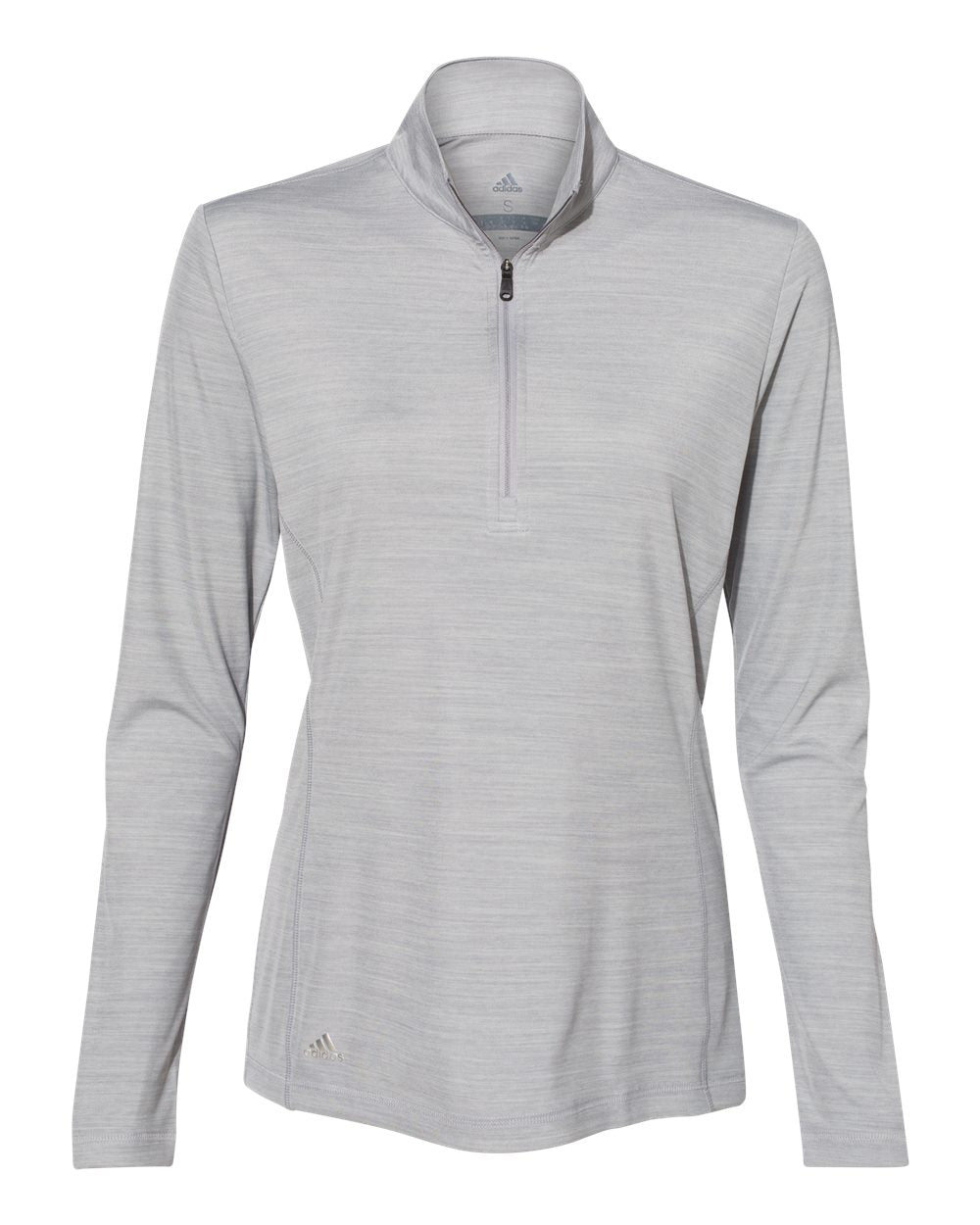 Adidas A476 Women's Lightweight Mélange Quarter-Zip Pullover #color_Mid Grey Melange