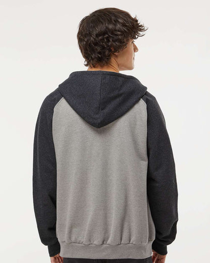 King Fashion Fleece Raglan Hooded Full-Zip Sweatshirt KF4048 #colormdl_Grey Heather/ Dark Charcoal