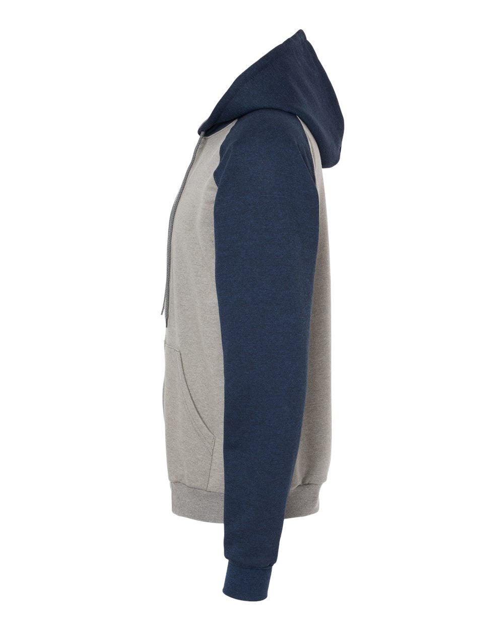 King Fashion Fleece Raglan Hooded Full-Zip Sweatshirt KF4048 #color_Grey Heather/ Navy