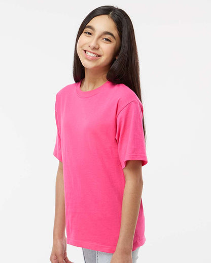 M&O Youth Gold Soft Touch T-Shirt 4850 #colormdl_Heliconia