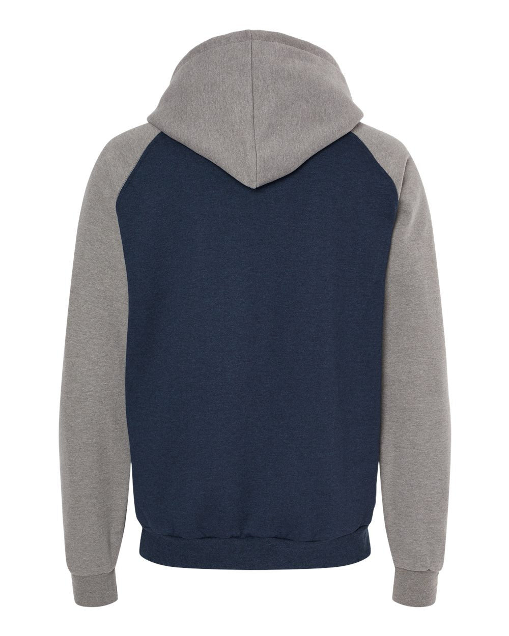 King Fashion Fleece Raglan Hooded Sweatshirt KF4042 #color_Heather Navy/ Grey Heather