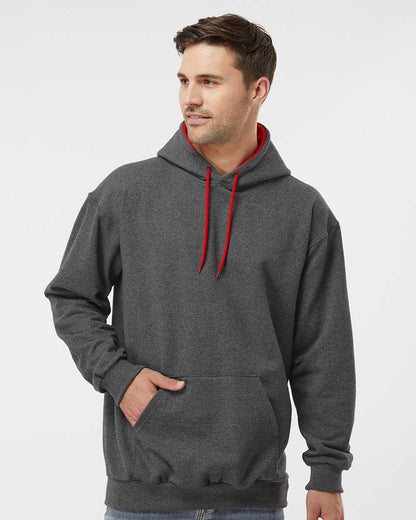 King Fashion Two-Tone Hooded Sweatshirt KF9041 #colormdl_Charcoal/ Red