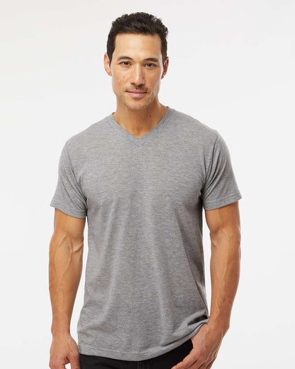 M&O Deluxe Blend V-Neck T-Shirt 3543 #colormdl_Heather Grey