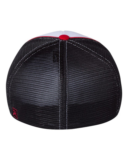 Richardson Fitted Pulse Sportmesh with R-Flex Cap 172 #color_White/ Black/ Red Tri