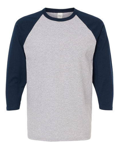 M&O Raglan Three-Quarter Sleeve Baseball T-Shirt 5540 #color_Sport Grey/ Navy