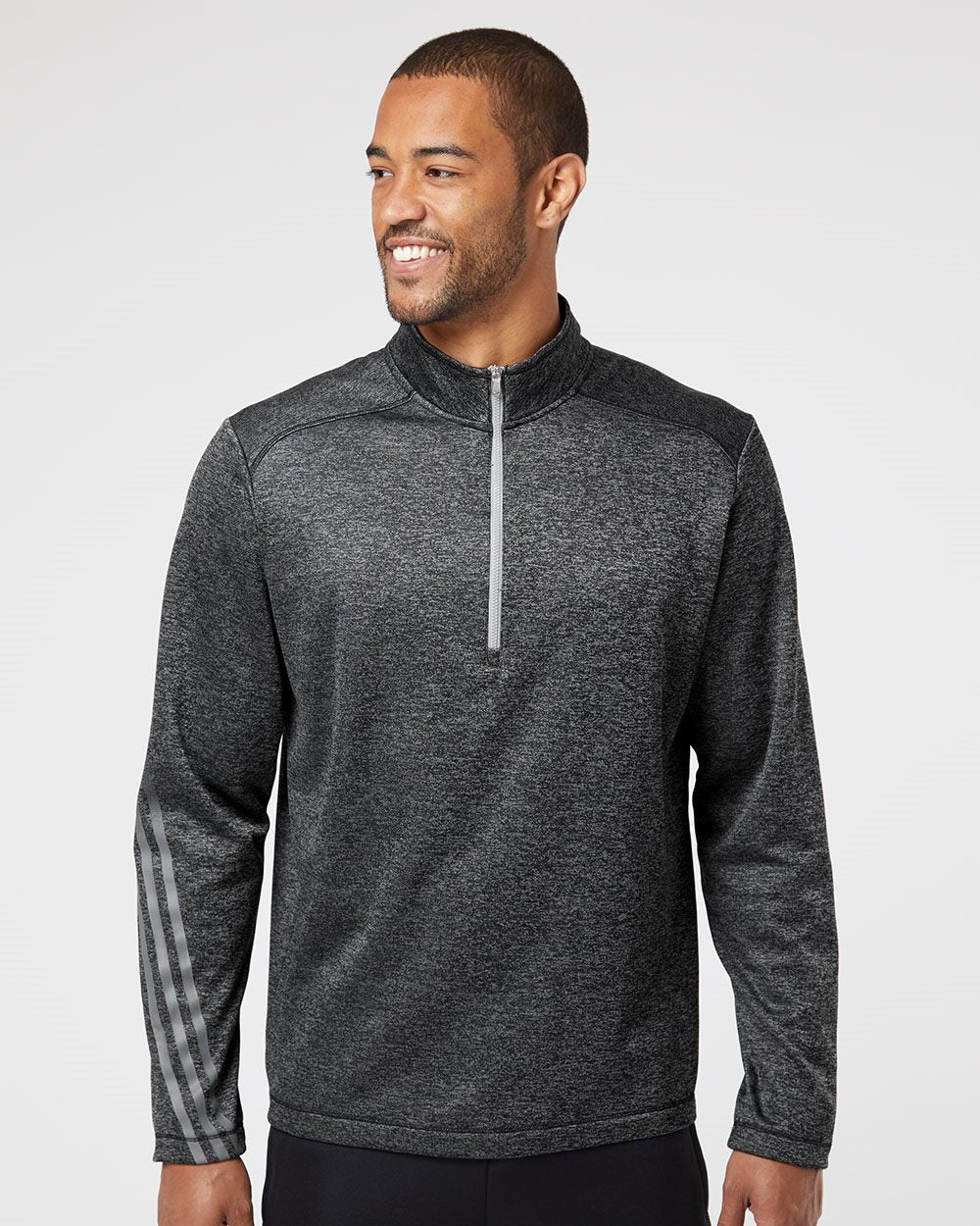 Adidas A284 Brushed Terry Heathered Quarter-Zip Pullover Adidas A284 Brushed Terry Heathered Quarter-Zip Pullover