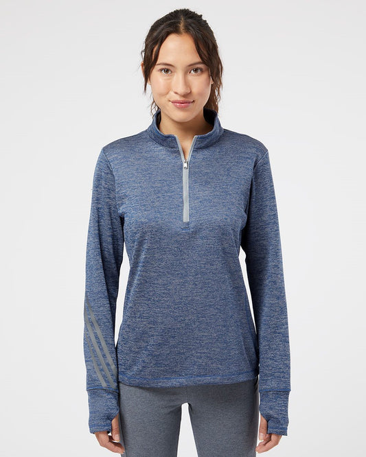 Adidas A285 Women's Brushed Terry Heathered Quarter-Zip Pullover