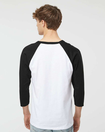 M&O Raglan Three-Quarter Sleeve Baseball T-Shirt 5540 #colormdl_White/ Black