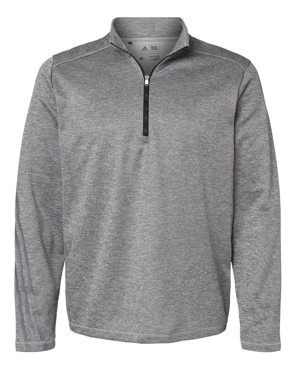 Adidas A284 Brushed Terry Heathered Quarter-Zip Pullover #color_Mid Grey Heather/ Black