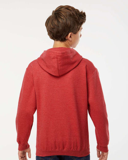 M&O Youth Fleece Pullover Hoodie 3322 #colormdl_Heather Red