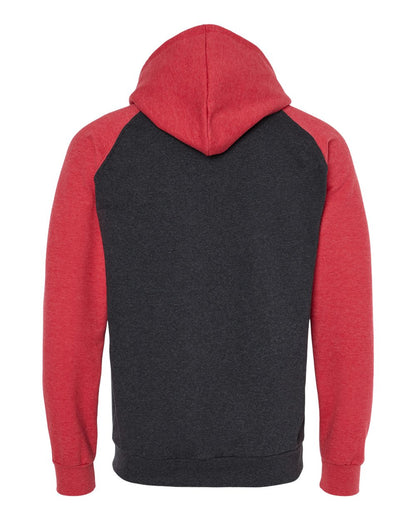 King Fashion Fleece Raglan Hooded Sweatshirt KF4042 #color_Dark Charcoal/ Heather Red