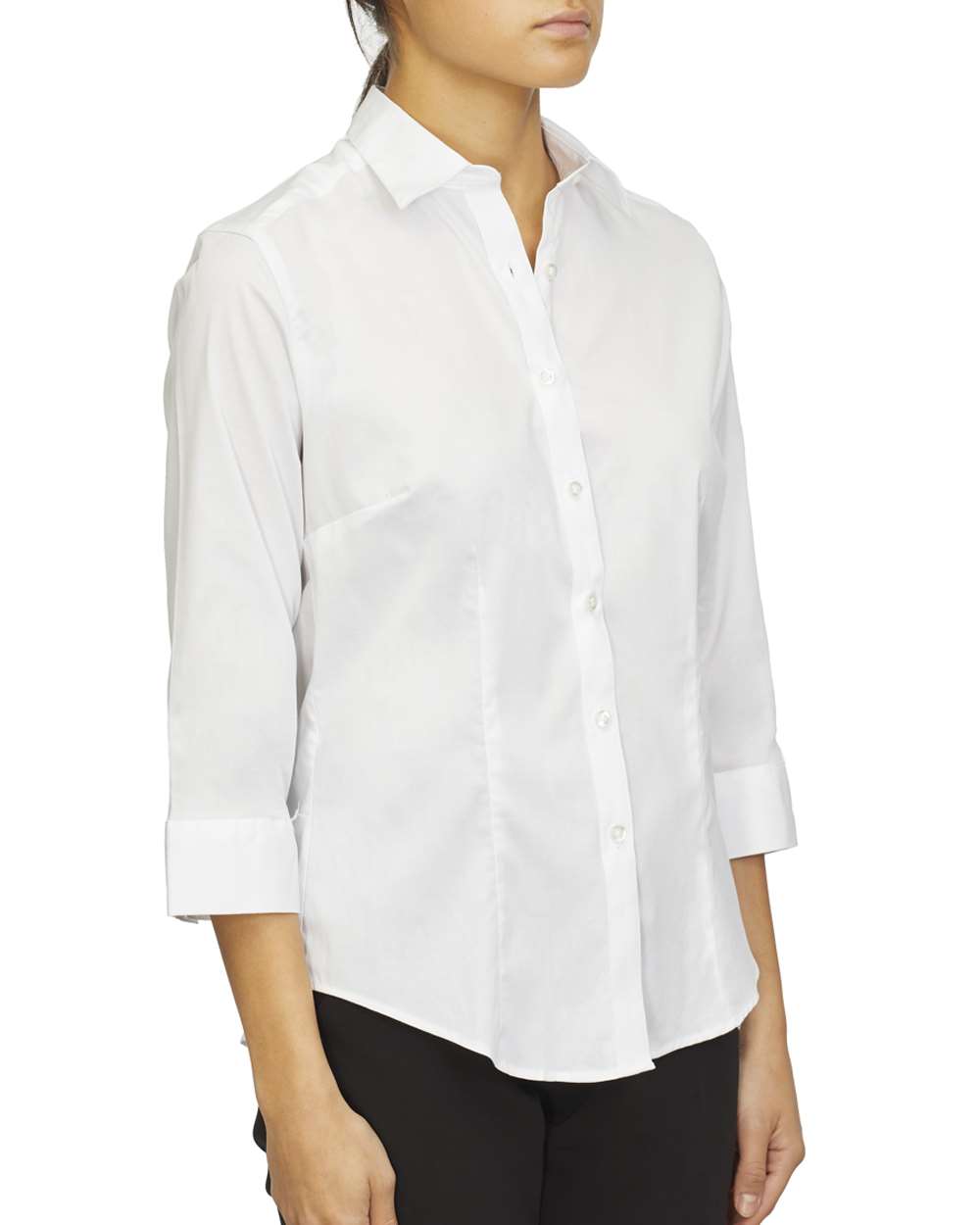 Van Heusen Women's Three-Quarter Sleeve Twill Shirt 18CV304 #color_White