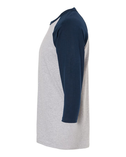 M&O Raglan Three-Quarter Sleeve Baseball T-Shirt 5540 #color_Sport Grey/ Navy