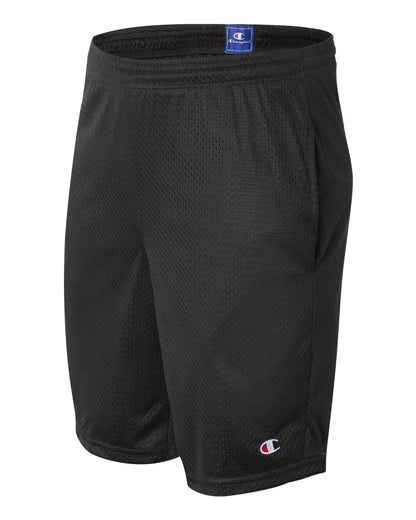 Champion Polyester Mesh 9" Shorts with Pockets S162 #color_Black