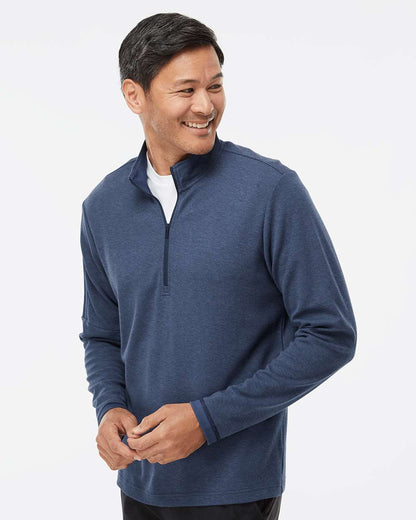Adidas A554 3-Stripes Quarter-Zip Sweater #colormdl_Collegiate Navy Melange
