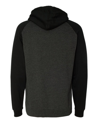 Independent Trading Co. Raglan Hooded Sweatshirt IND40RP #color_Charcoal Heather/ Black