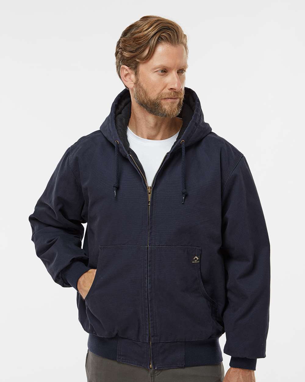 DRI DUCK Cheyenne Boulder Cloth™ Hooded Jacket with Tricot Quilt Lining 5020 #colormdl_Navy