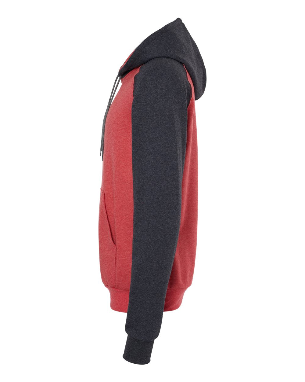 King Fashion Fleece Raglan Hooded Sweatshirt KF4042 #color_Heather Red/ Dark Charcoal