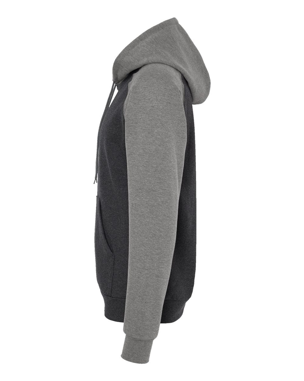 King Fashion Fleece Raglan Hooded Sweatshirt KF4042 #color_Dark Charcoal/ Grey Heather