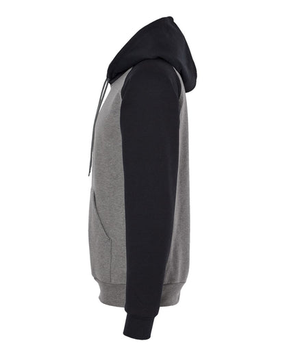 King Fashion Fleece Raglan Hooded Sweatshirt KF4042 #color_Grey Heather/ Black