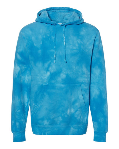 Independent Trading Co. Unisex Midweight Tie-Dyed Hooded Sweatshirt PRM4500TD #color_Tie Dye Aqua Blue
