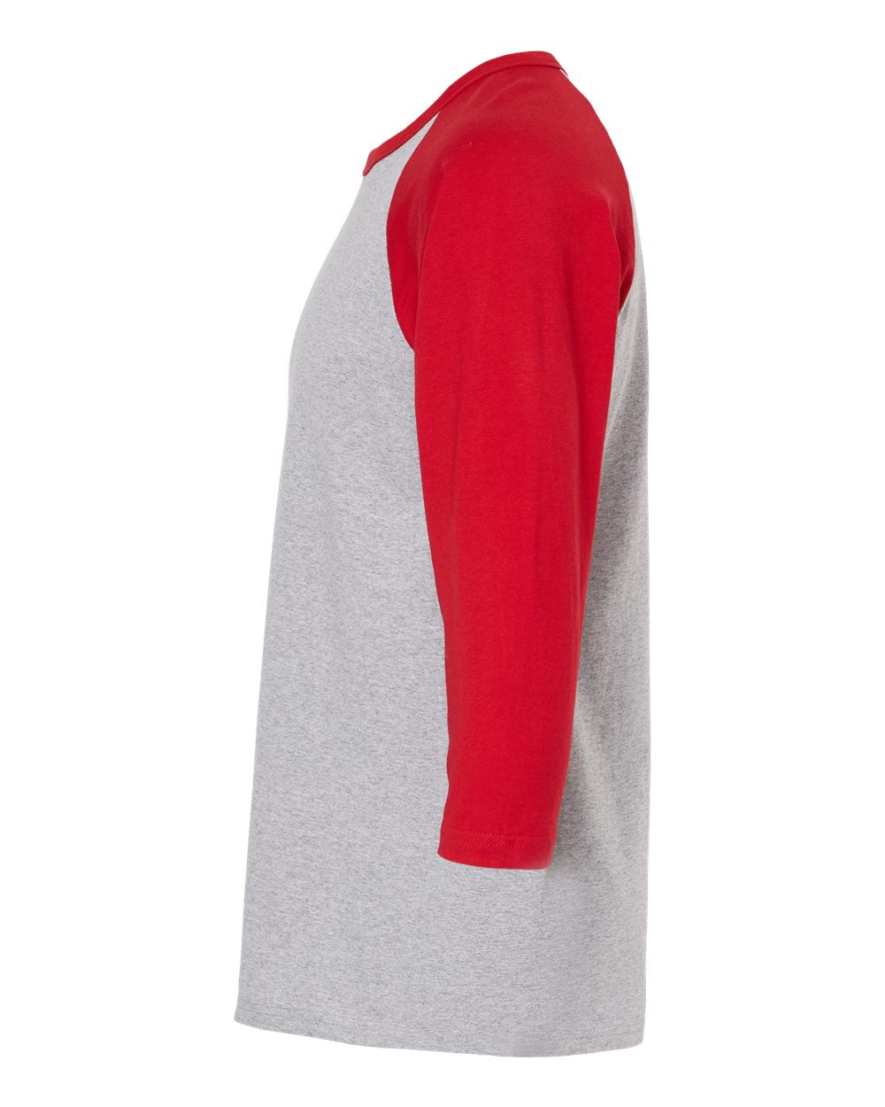M&O Raglan Three-Quarter Sleeve Baseball T-Shirt 5540 #color_Sport Grey/ Red