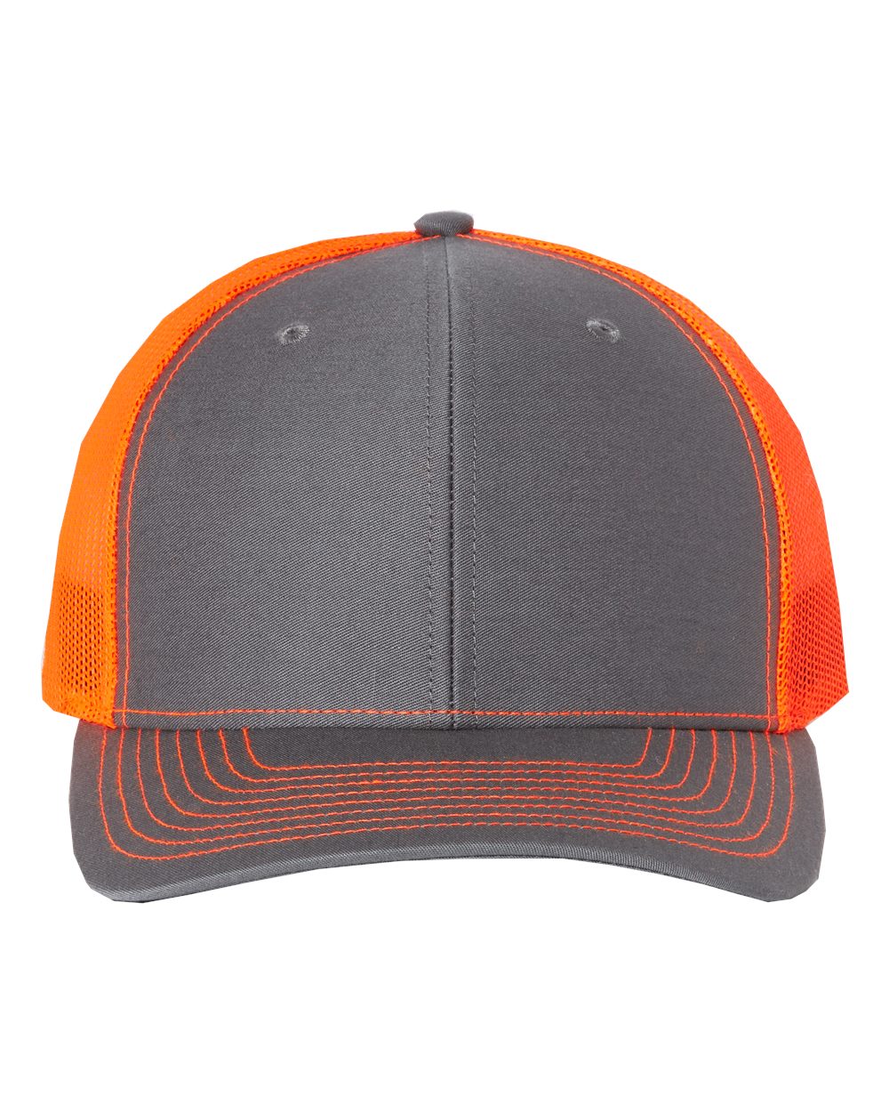 Richardson Adjustable Snapback Trucker Cap 112 #color_Charcoal/ Neon Orange