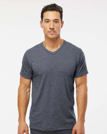M&O Deluxe Blend V-Neck T-Shirt 3543 #colormdl_Heather Navy