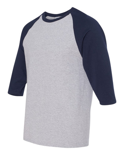 Gildan Heavy Cotton™ Raglan Three-Quarter Sleeve T-Shirt 5700 #color_Sport Grey/ Navy