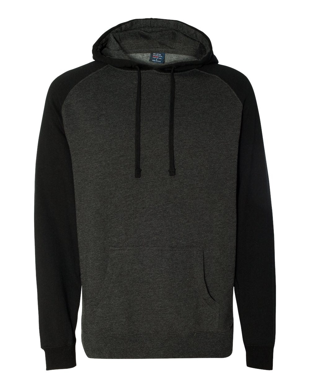 Independent Trading Co. Raglan Hooded Sweatshirt IND40RP #color_Charcoal Heather/ Black