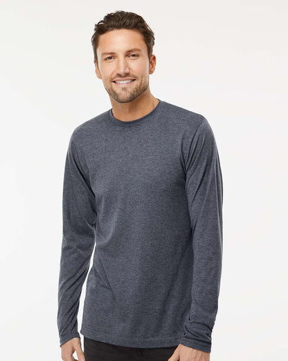 M&O Poly-Blend Long Sleeve T-Shirt 3520 #colormdl_Heather Navy