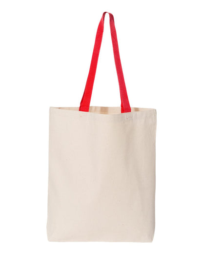 Q-Tees 11L Canvas Tote with Contrast-Color Handles Q4400 #color_Natural/ Red