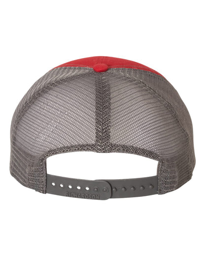 Richardson Garment-Washed Trucker Cap 111 #color_Red/ Charcoal