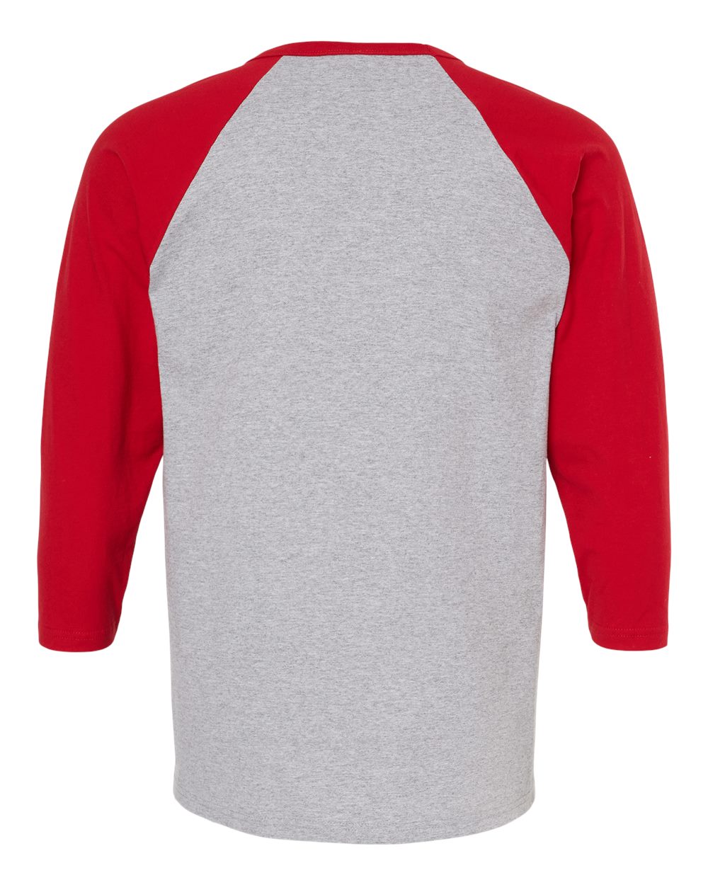 M&O Raglan Three-Quarter Sleeve Baseball T-Shirt 5540 #color_Sport Grey/ Red