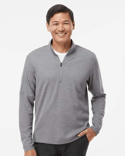 Adidas A554 3-Stripes Quarter-Zip Sweater #colormdl_Grey Three Melange