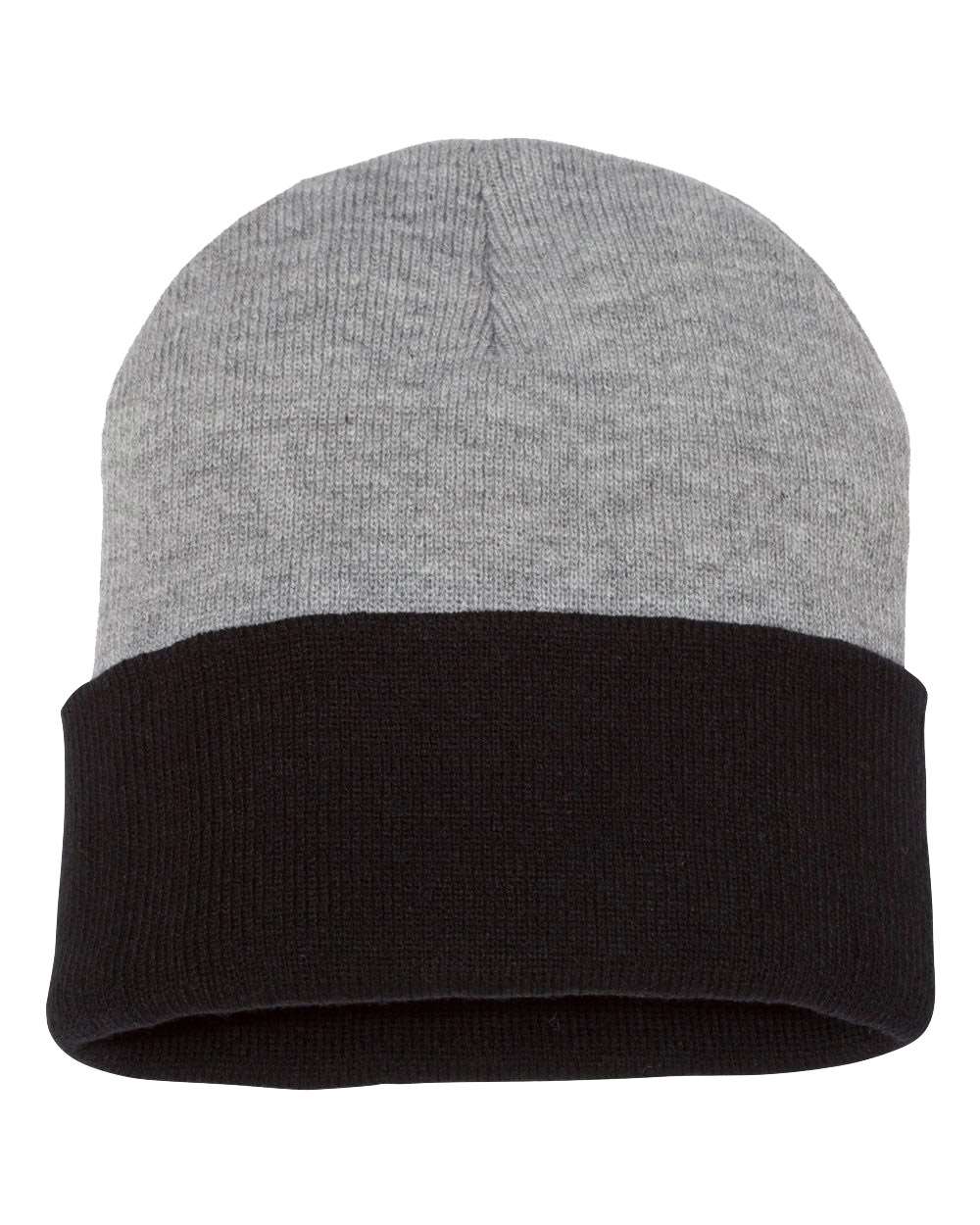 Sportsman Colorblocked 12" Cuffed Beanie SP12T #color_Heather/ Black
