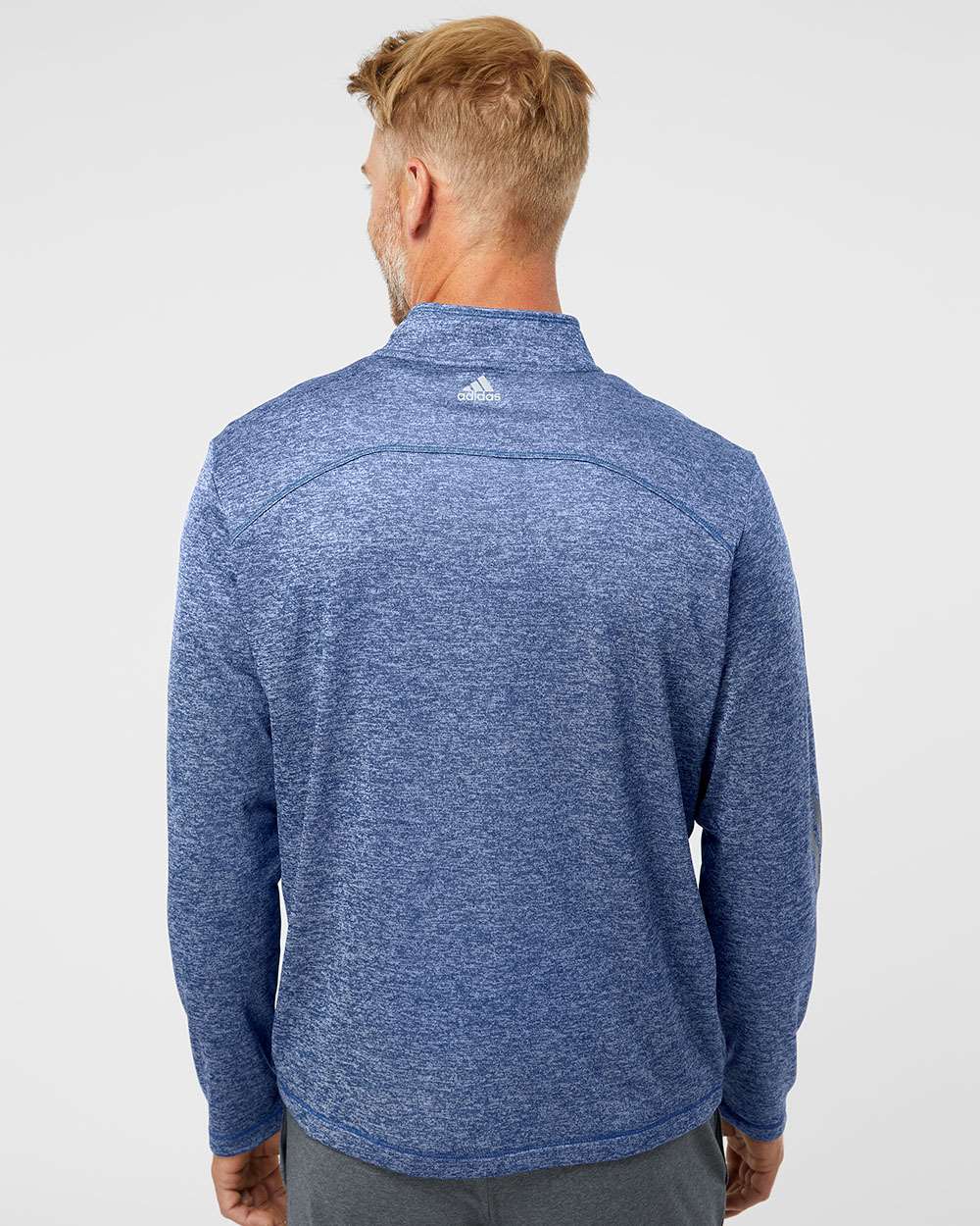 Adidas A284 Brushed Terry Heathered Quarter-Zip Pullover #colormdl_Collegiate Royal Heather/ Mid Grey