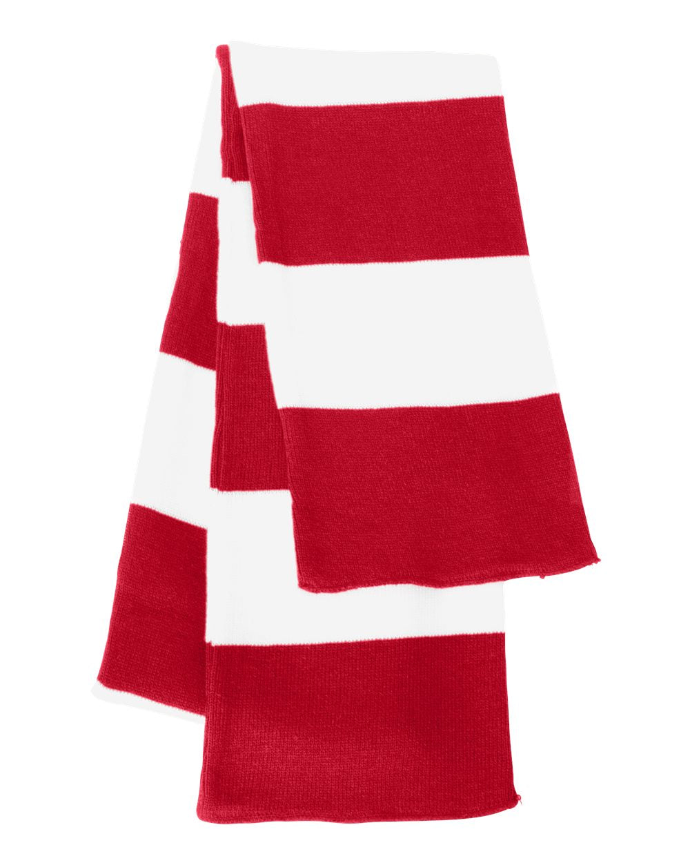 Sportsman Rugby-Striped Knit Scarf SP02 #color_Red/ White