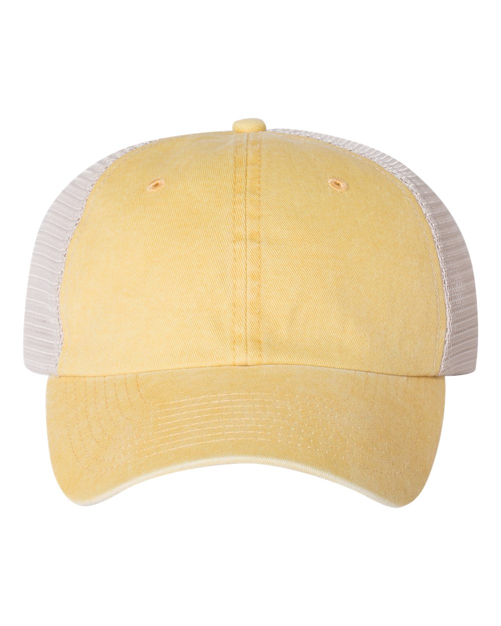 Sportsman Pigment-Dyed Trucker Cap SP510 #color_Mustard Yellow/ Stone