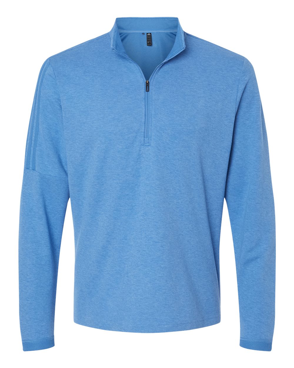 Adidas A554 3-Stripes Quarter-Zip Sweater #color_Focus Blue Melange