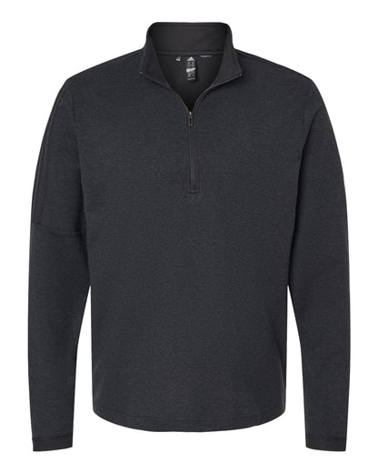 Adidas A554 3-Stripes Quarter-Zip Sweater #color_Black Melange
