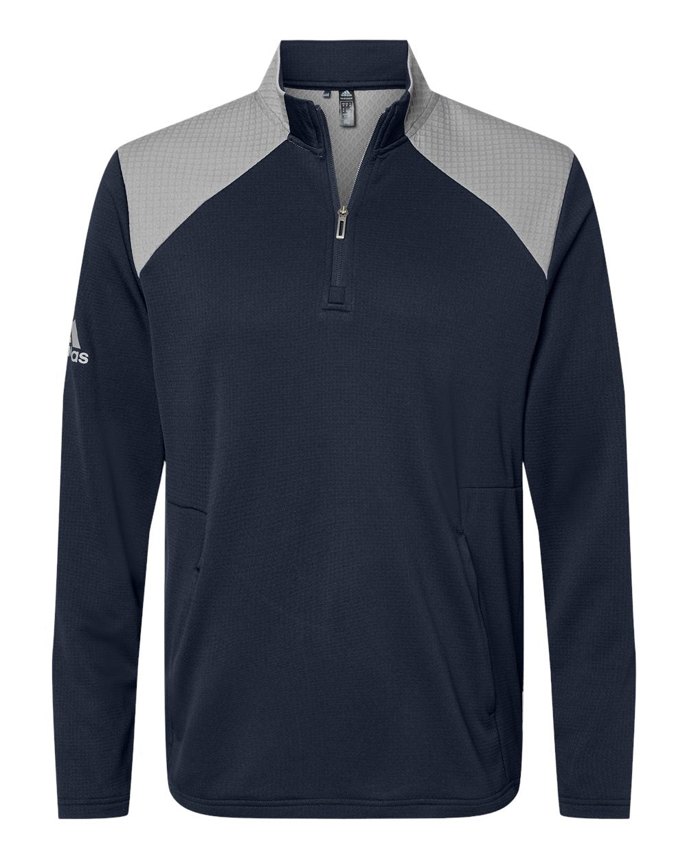 Adidas  A532 Textured Mixed Media Quarter-Zip Pullover #color_Collegiate Navy/ Grey Three